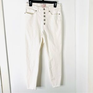 Lucky Brand Bridgette High Rise Skinny Jeans White Exposed Button Fly Raw Hem
